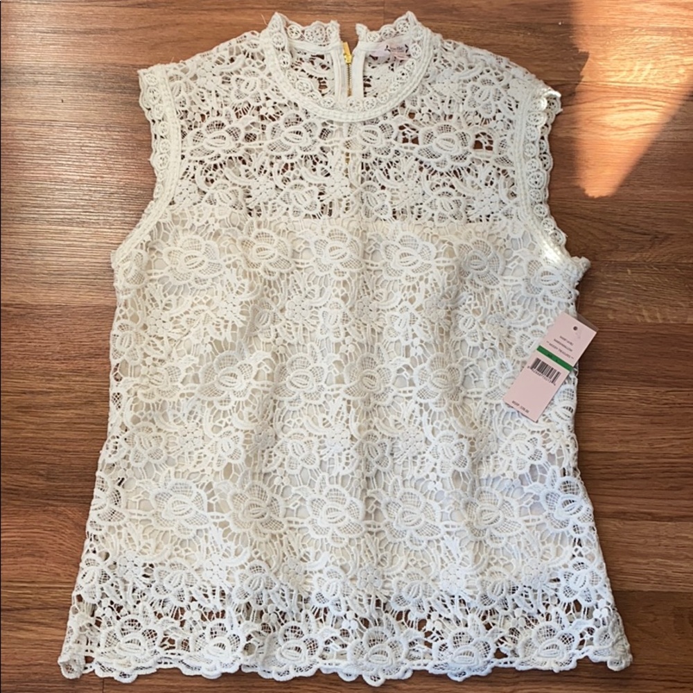 Nanette Lepore NWT lace sleeveless ivory top, L